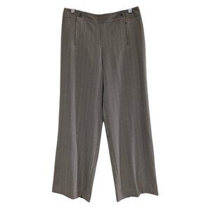 Harvé Benard Women's Pinstripe Wide Leg Trousers, Brown, 10 Petite, Sailor Style